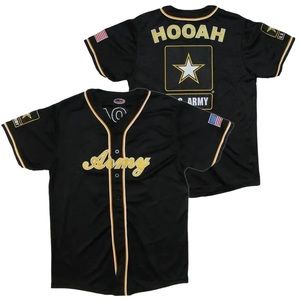 Large U.S. Army Embroidered Short Sleeve "HOOAH" Men’s Baseball Jersey